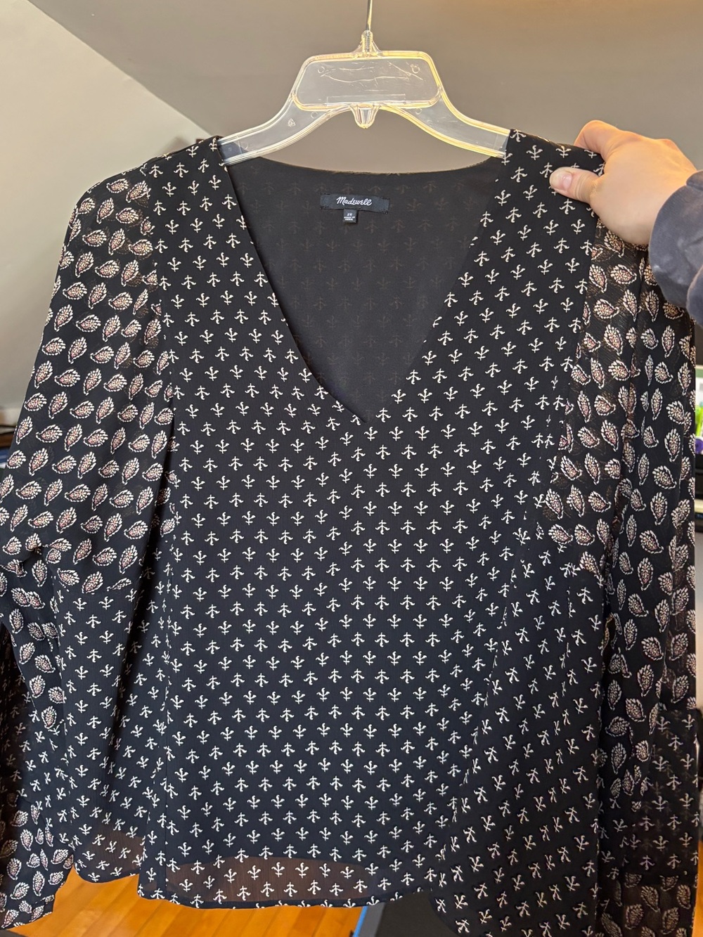 EUC Madewell Sheer-Sleeve Blouse in Brushstroke Paisley Mix Print | Women’s 2X - Picture 10 of 16